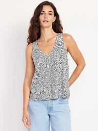 Sleeveless V-Neck Crepe Top
