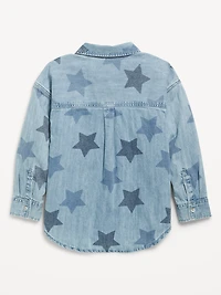 Oversized Pocket Jean Top for Girls