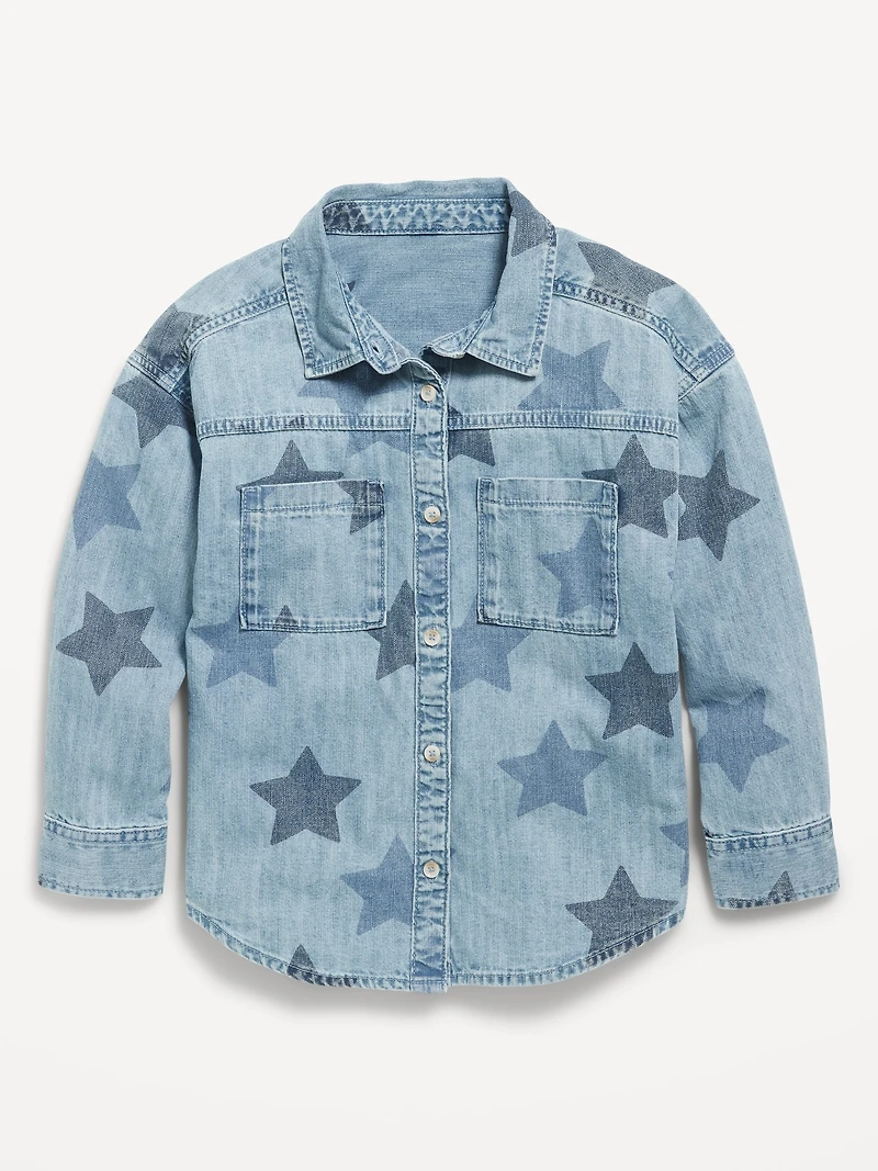 Oversized Pocket Jean Top for Girls