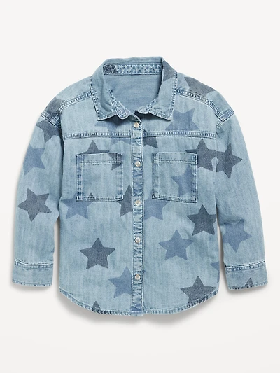Oversized Pocket Jean Top for Girls