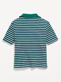 Short-Sleeve Fitted Collared Top for Girls