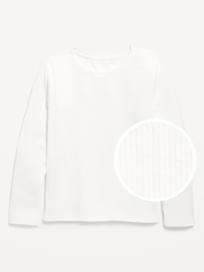 Softest Long-Sleeve Ribbed T-Shirt for Girls
