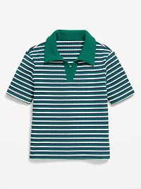 Short-Sleeve Fitted Collared Top for Girls