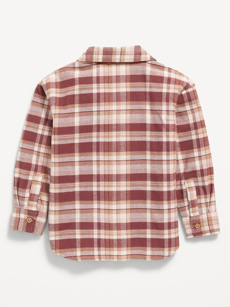 Plaid Flannel Pocket Shirt for Toddler Boys