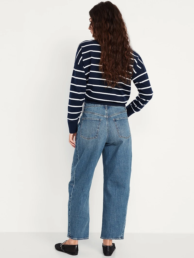 High-Waisted Barrel Ankle Jeans