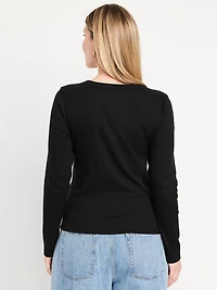 Long-Sleeve Cozy V-Neck Top