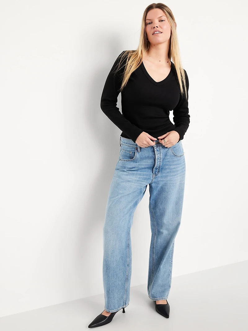 Long-Sleeve Cozy V-Neck Top