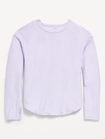 CloudMotion Long-Sleeve Back-Cutout Performance T-Shirt for Girls