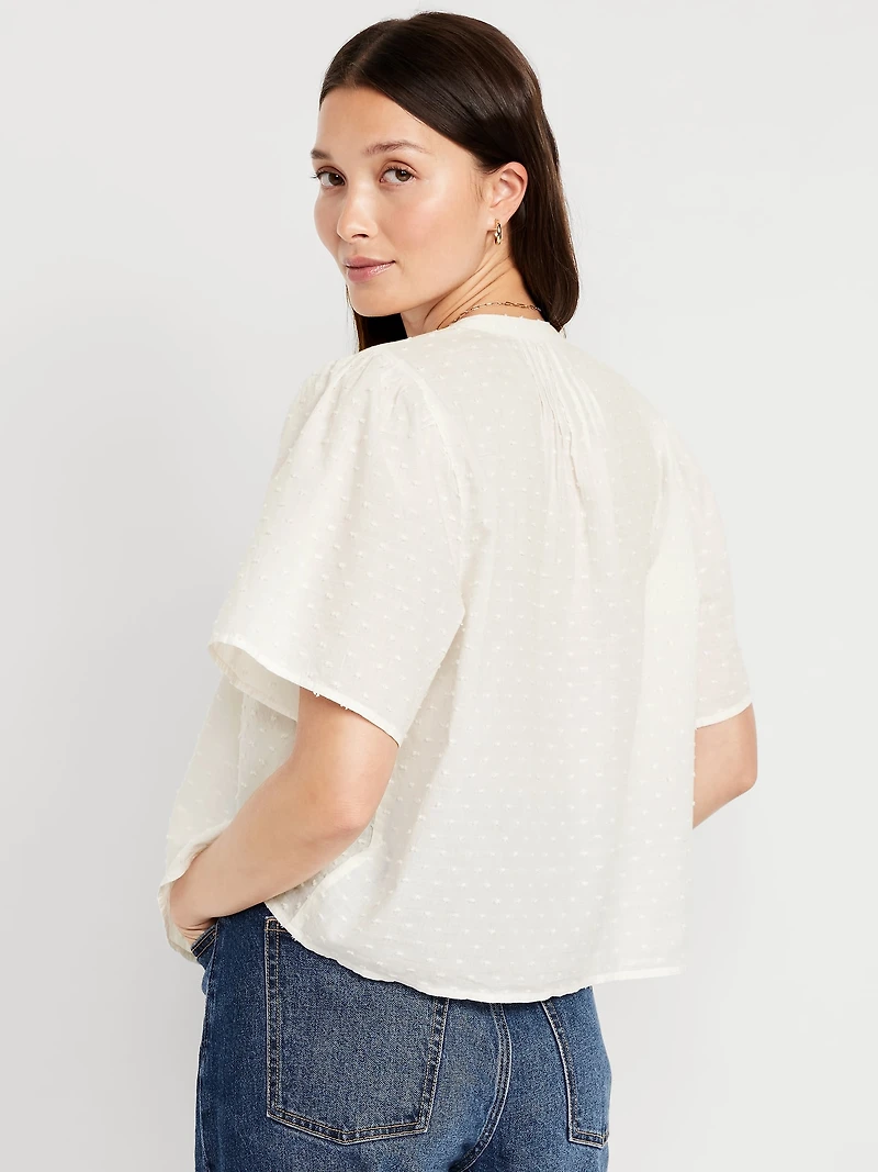 Flutter-Sleeve Swiss Dot Top