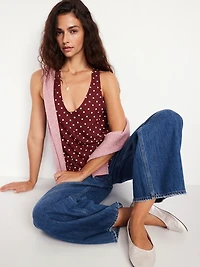 Sleeveless V-Neck Crepe Top