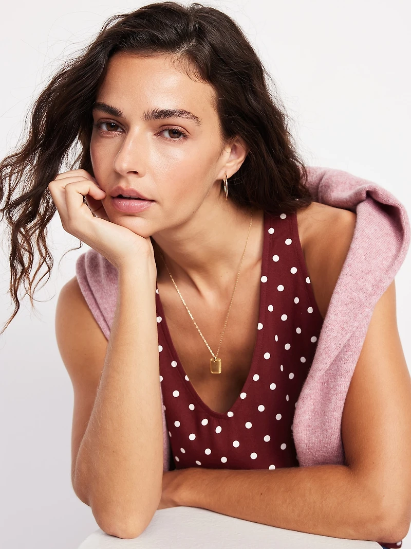 Sleeveless V-Neck Crepe Top