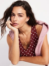 Sleeveless V-Neck Crepe Top
