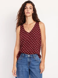 Sleeveless V-Neck Crepe Top