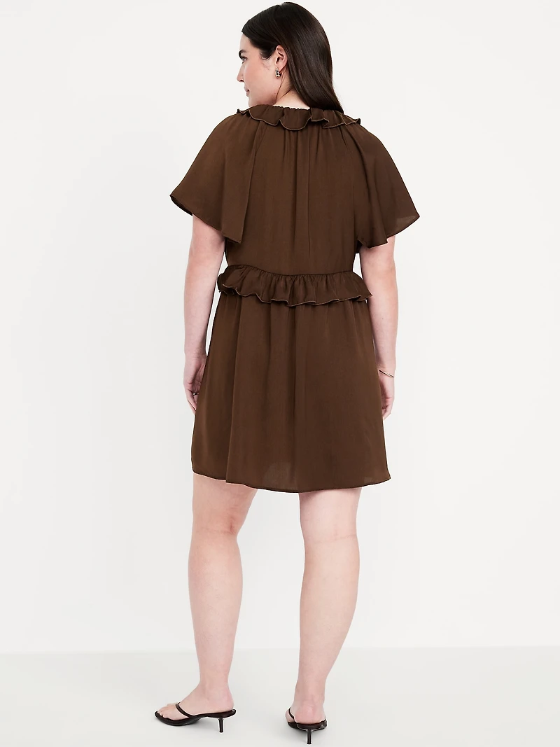 Satin Ruffle Mini Dress