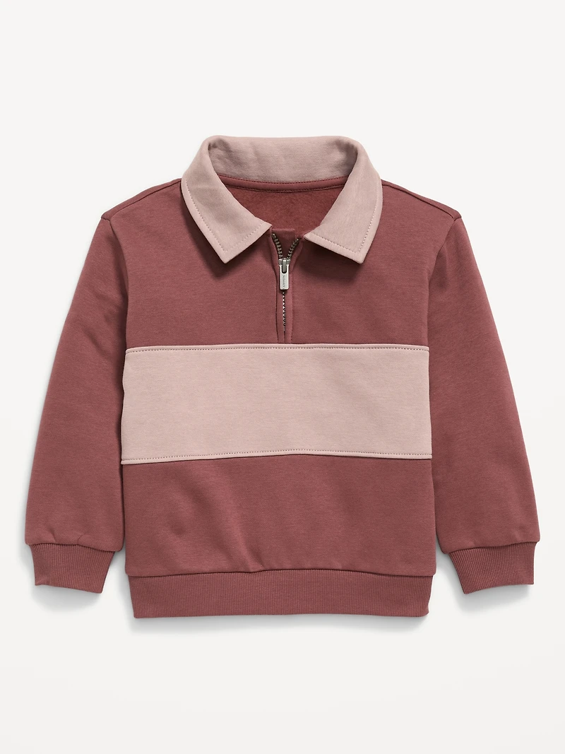 Oversized Collared Quarter-Zip Sweatshirt for Toddler Boys