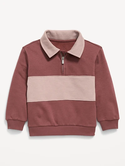 Oversized Collared Quarter-Zip Sweatshirt for Toddler Boys