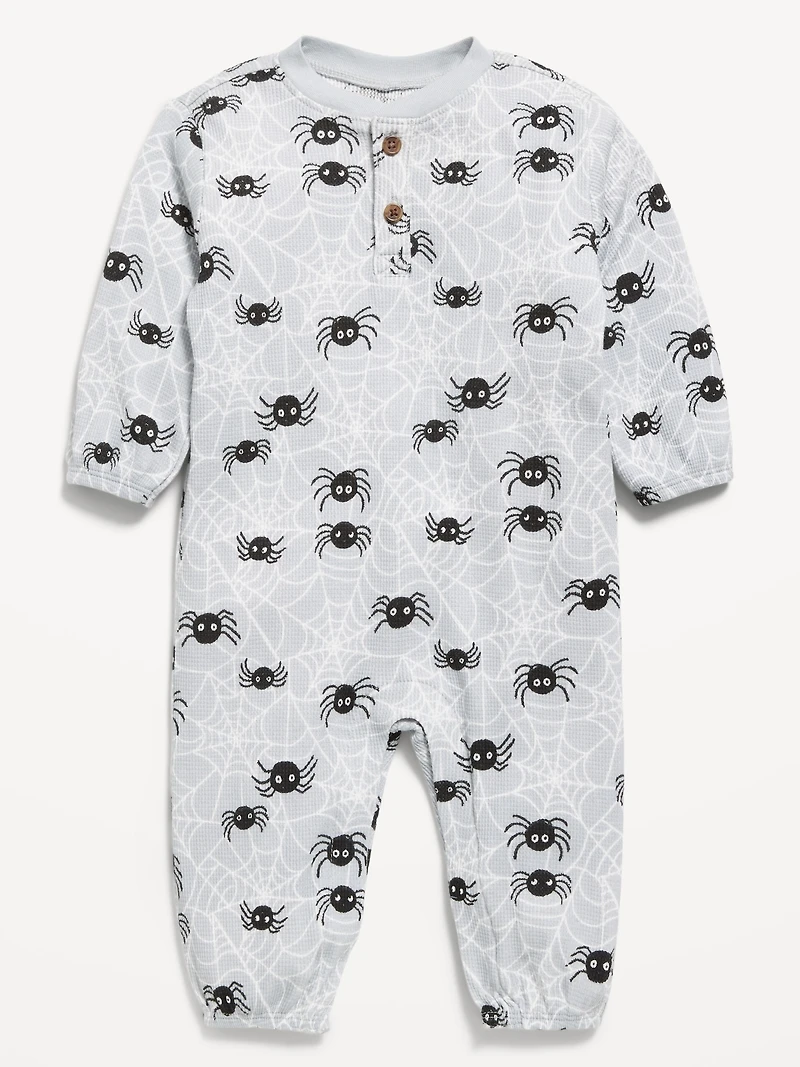 Waffle-Knit Henley One-Piece for Baby
