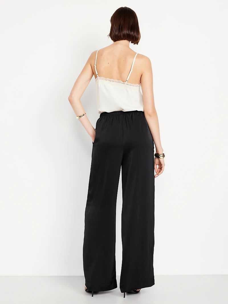 High-Waisted Satin Wide-Leg Pants