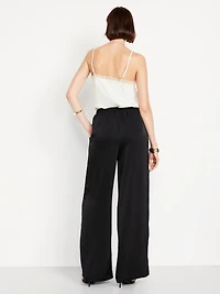 High-Waisted Satin Wide-Leg Pants