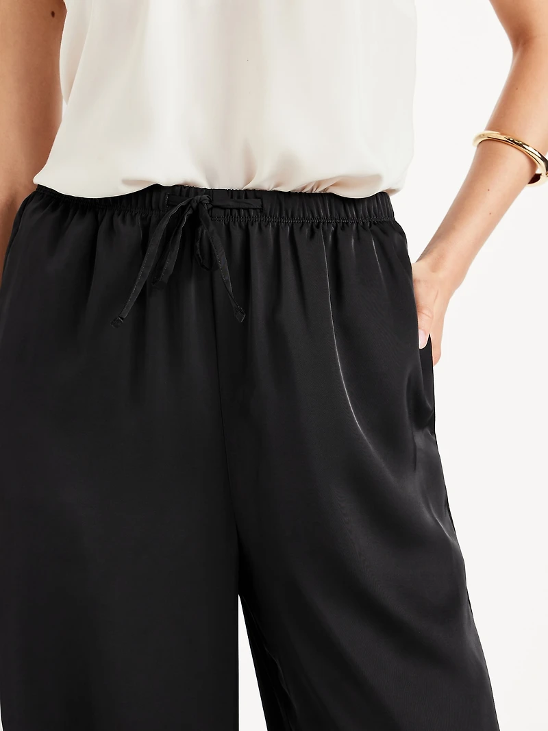 High-Waisted Satin Wide-Leg Pants