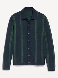 Striped Button-Front Cardigan Sweater