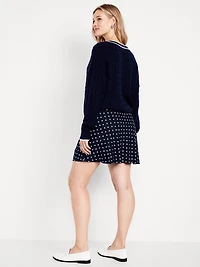 High-Waisted Crepe Mini Skirt