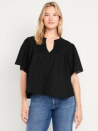 Flutter-Sleeve Swiss Dot Top