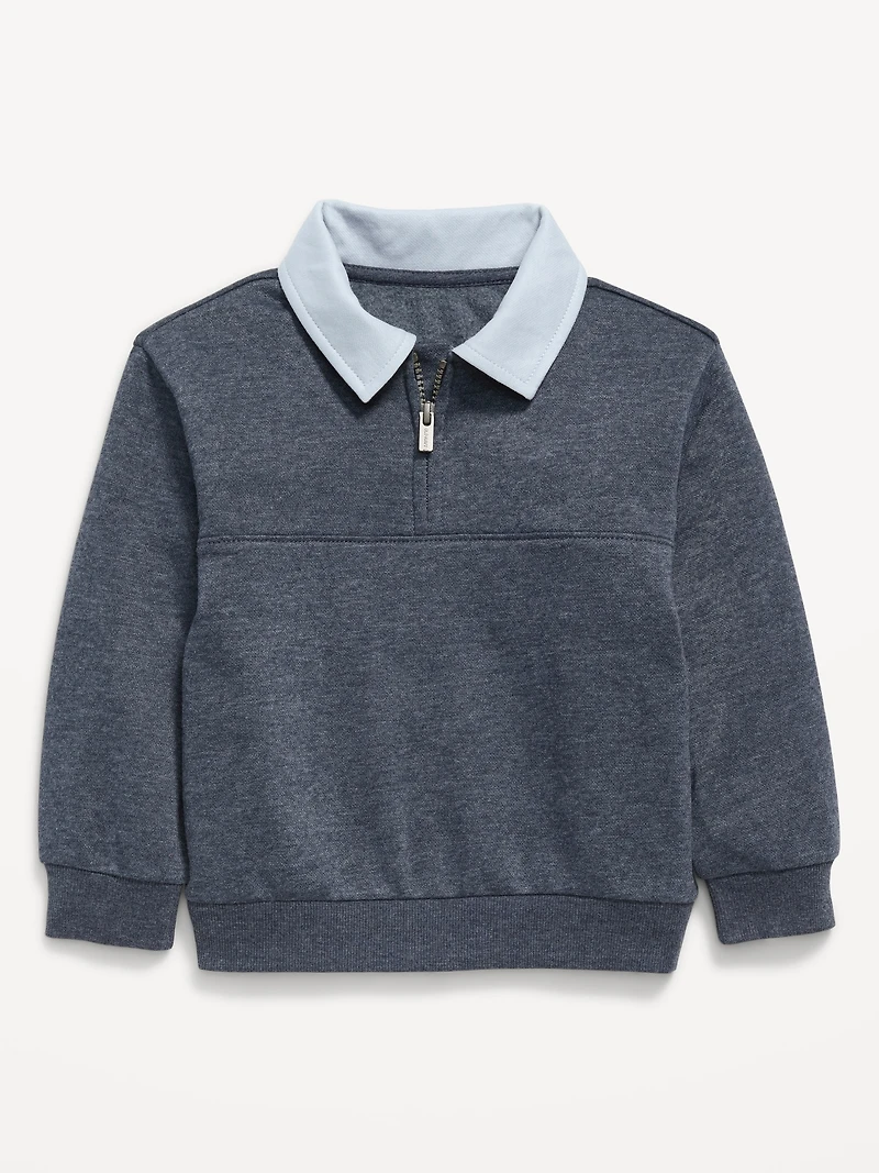 Oversized Collared Quarter-Zip Sweatshirt for Toddler Boys