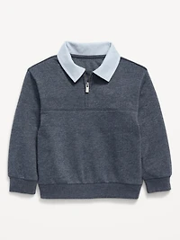 Oversized Collared Quarter-Zip Sweatshirt for Toddler Boys