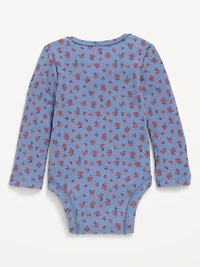 Printed Long-Sleeve Ribbed Bodysuit for Baby