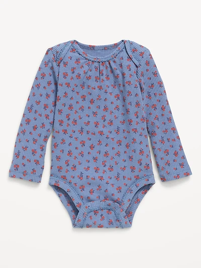 Printed Long-Sleeve Ribbed Bodysuit for Baby