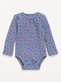 Printed Long-Sleeve Ribbed Bodysuit for Baby
