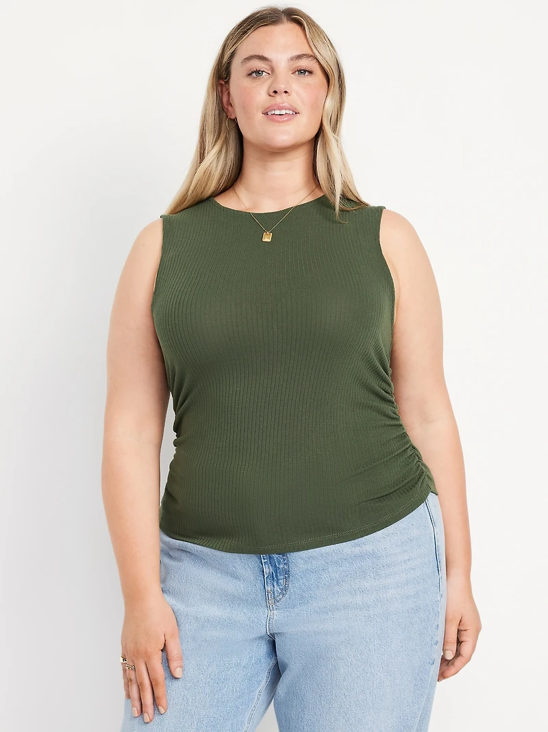 High-Neck Shirred Cropped Top