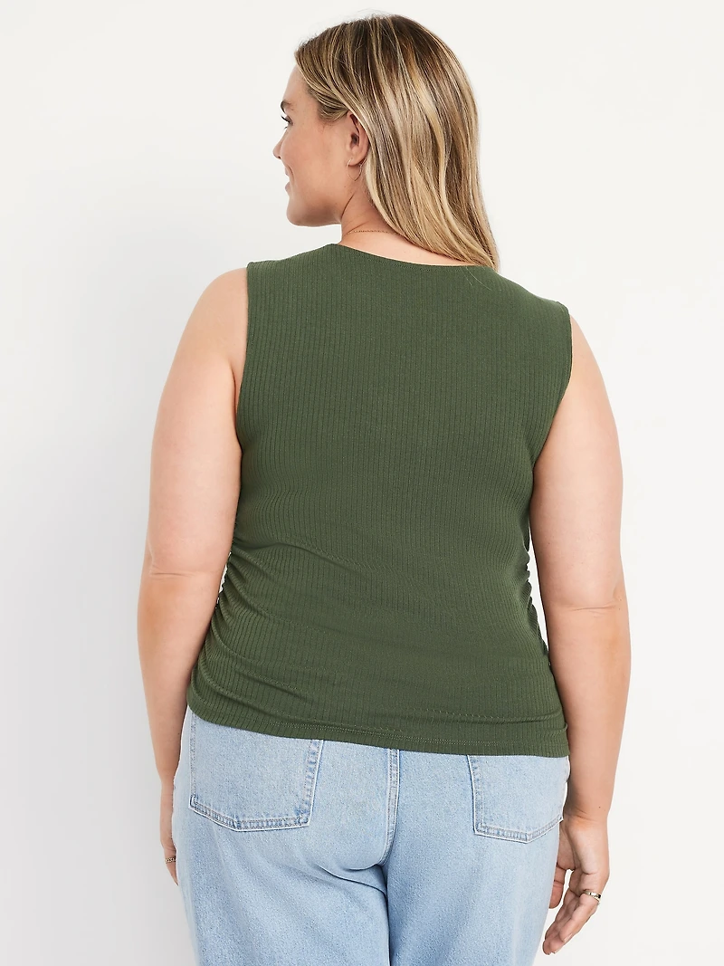 High-Neck Shirred Cropped Top