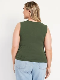 High-Neck Shirred Cropped Top