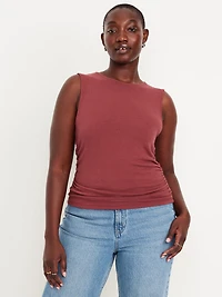 High-Neck Shirred Cropped Top