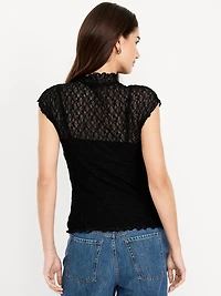 Mock-Neck Lace Top