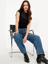 Mock-Neck Lace Top