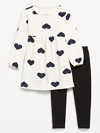 Long-Sleeve Dress and Leggings Set for Toddler Girls