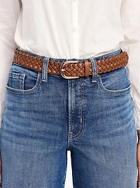 Braided Faux-Leather Belt for Women