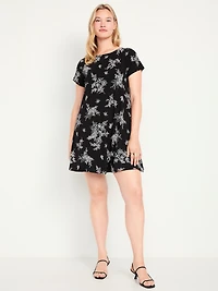 Short-Sleeve Mini Swing Dress