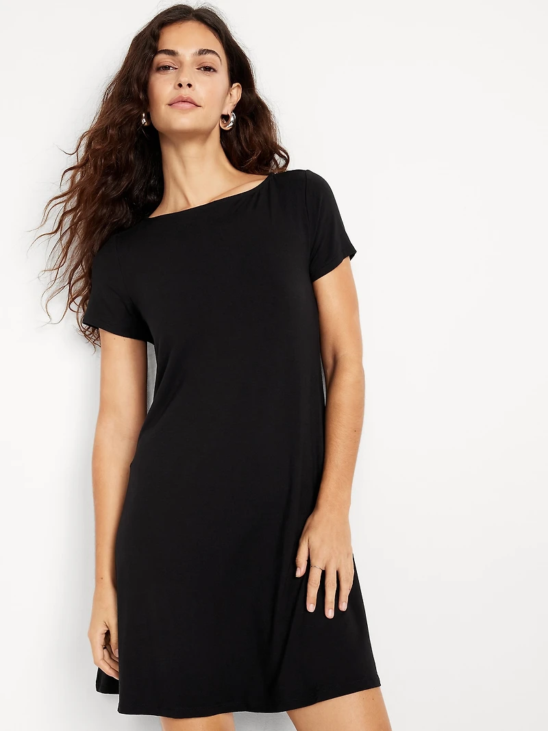 Short-Sleeve Mini Swing Dress
