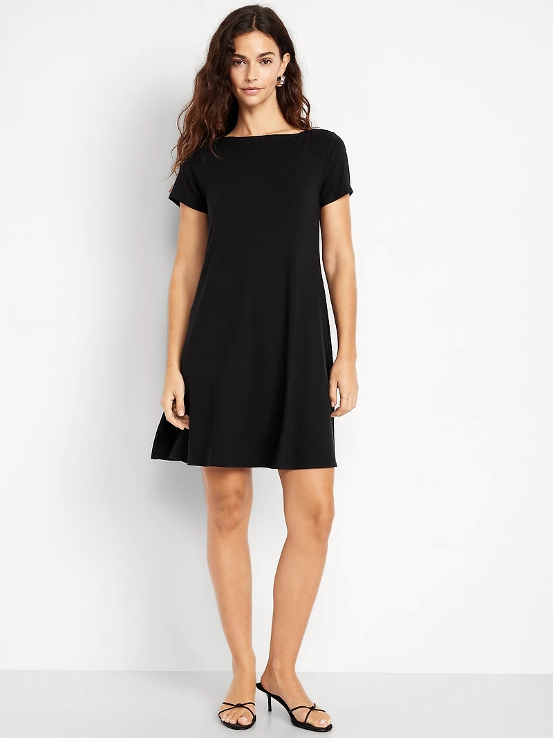 Short-Sleeve Mini Swing Dress