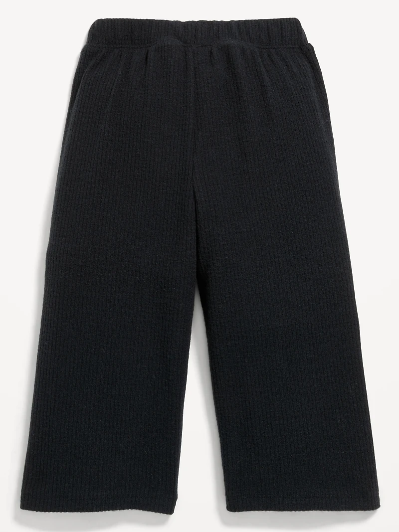 Cozy Ribbed Wide-Leg Cropped Pants for Toddler Girls