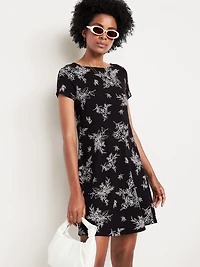 Short-Sleeve Mini Swing Dress