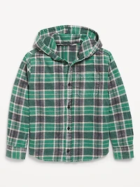 Long-Sleeve Plaid Hooded Shirt for Boys