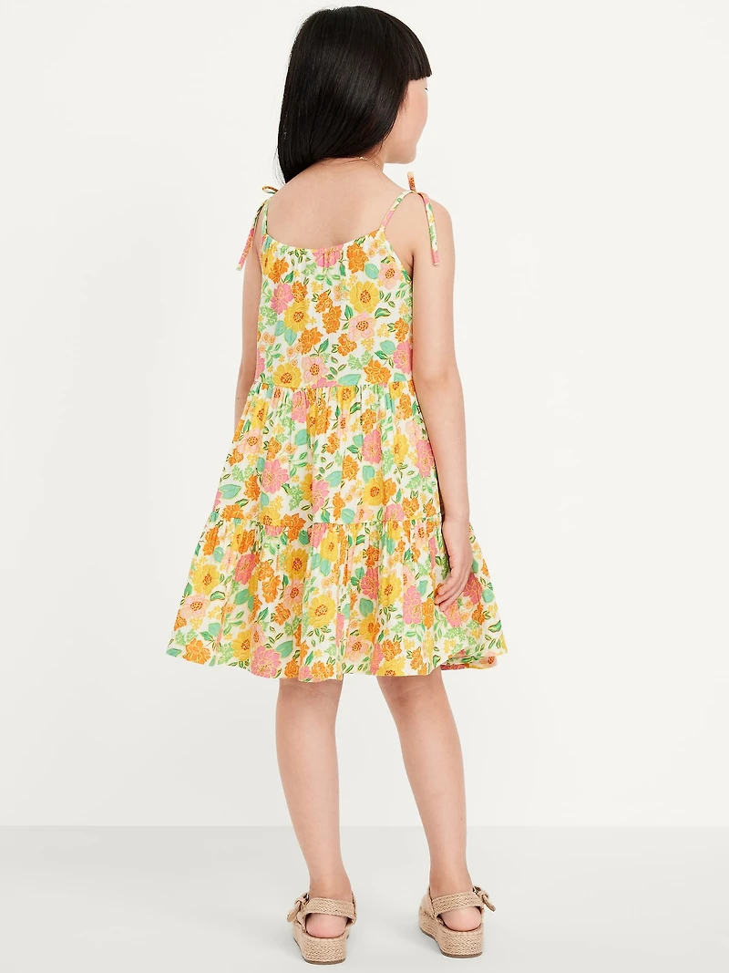 Printed Sleeveless Tiered Dress for Girls