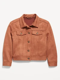 Oversized Faux-Suede Trucker Jacket for Girls