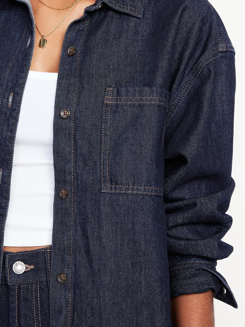 Boyfriend Button-Down Jean Tunic