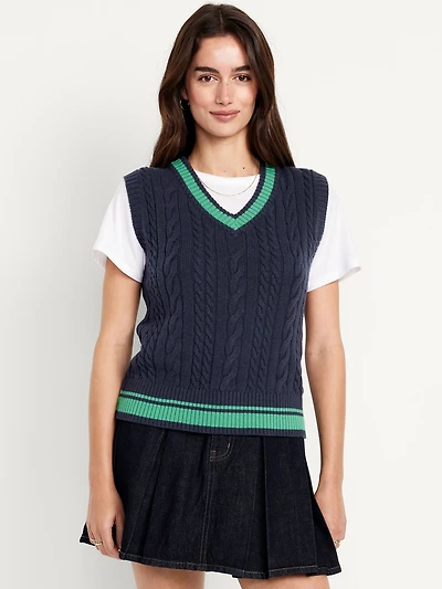 Wool-Blend Cable-Knit Vest